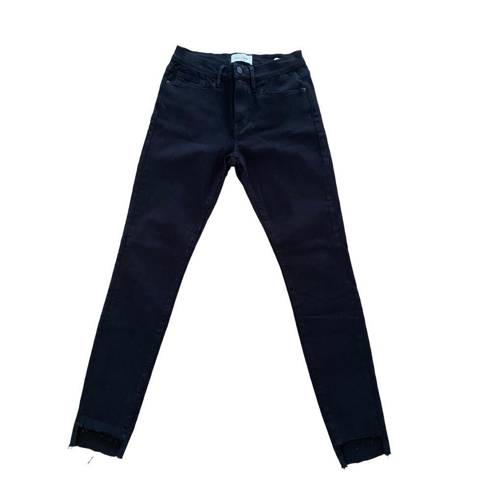 FRAME Denim Le Skinny de Jeanne Raw Stagger Mid-rise Women Goth Y2K Jeans 28 - Picture 5 of 9